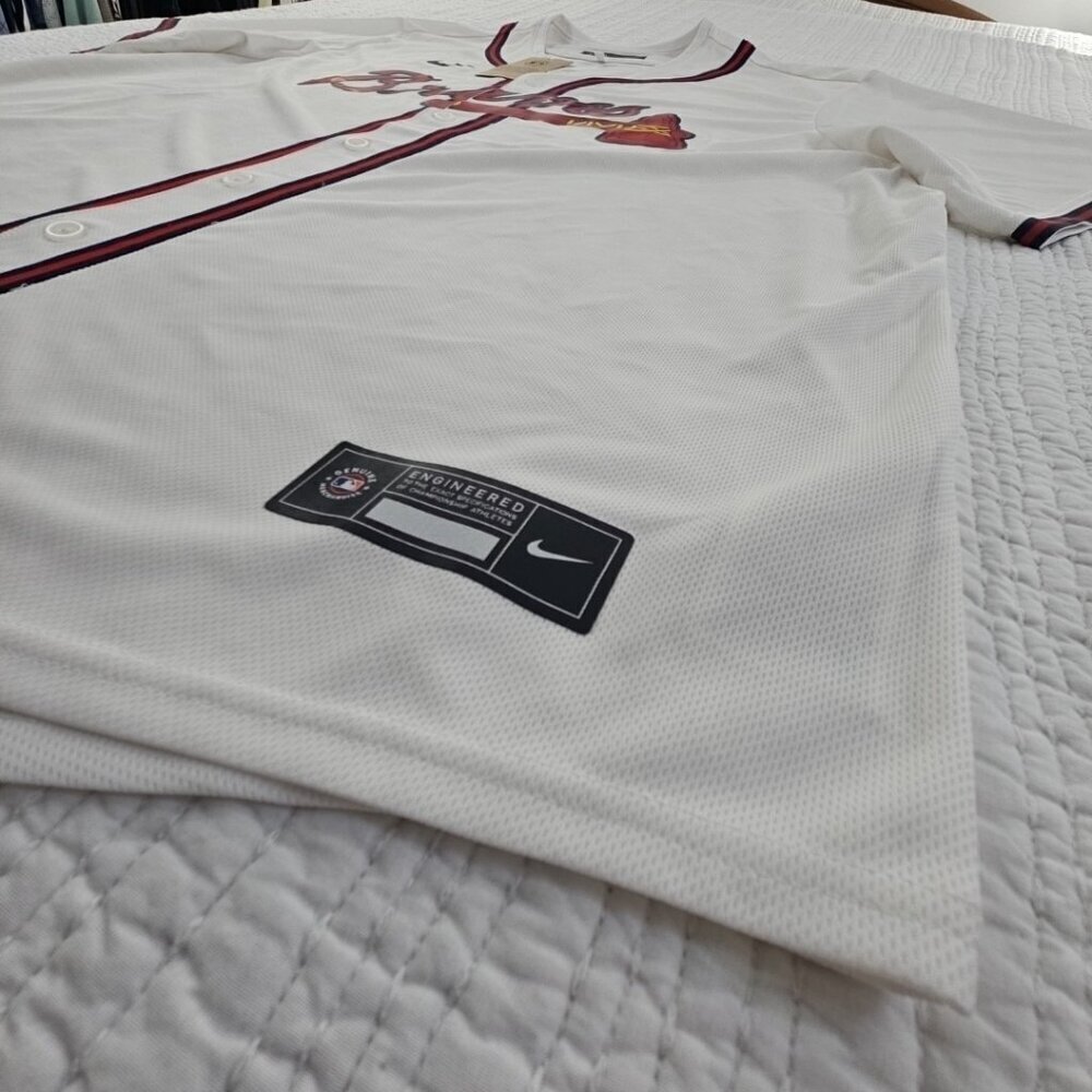 NEW Nike Atlanta Braves MLB Baseball Jersey Men’s XXL White Red Blue NWT - Picture 3 of 16